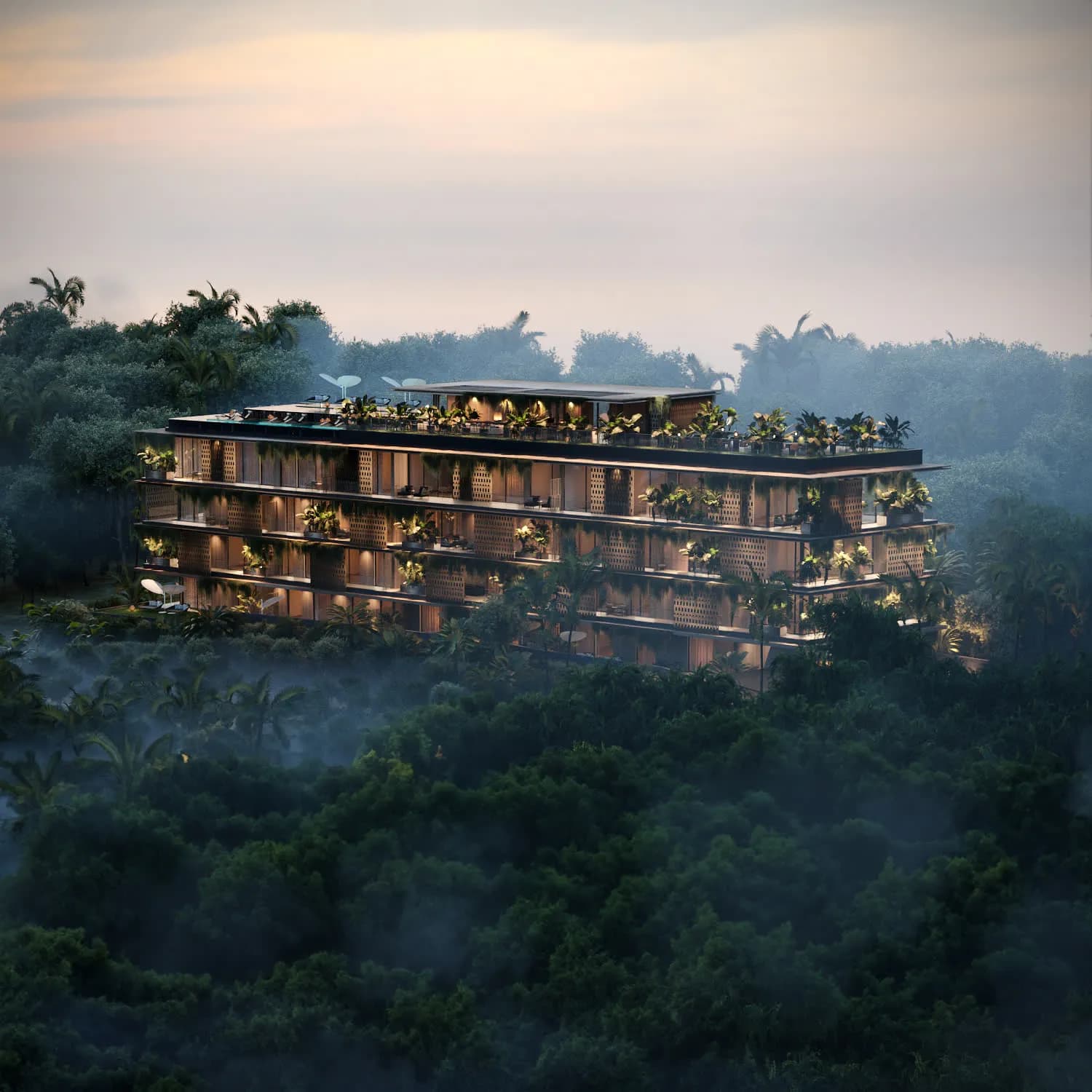 Building Aerial Night 2